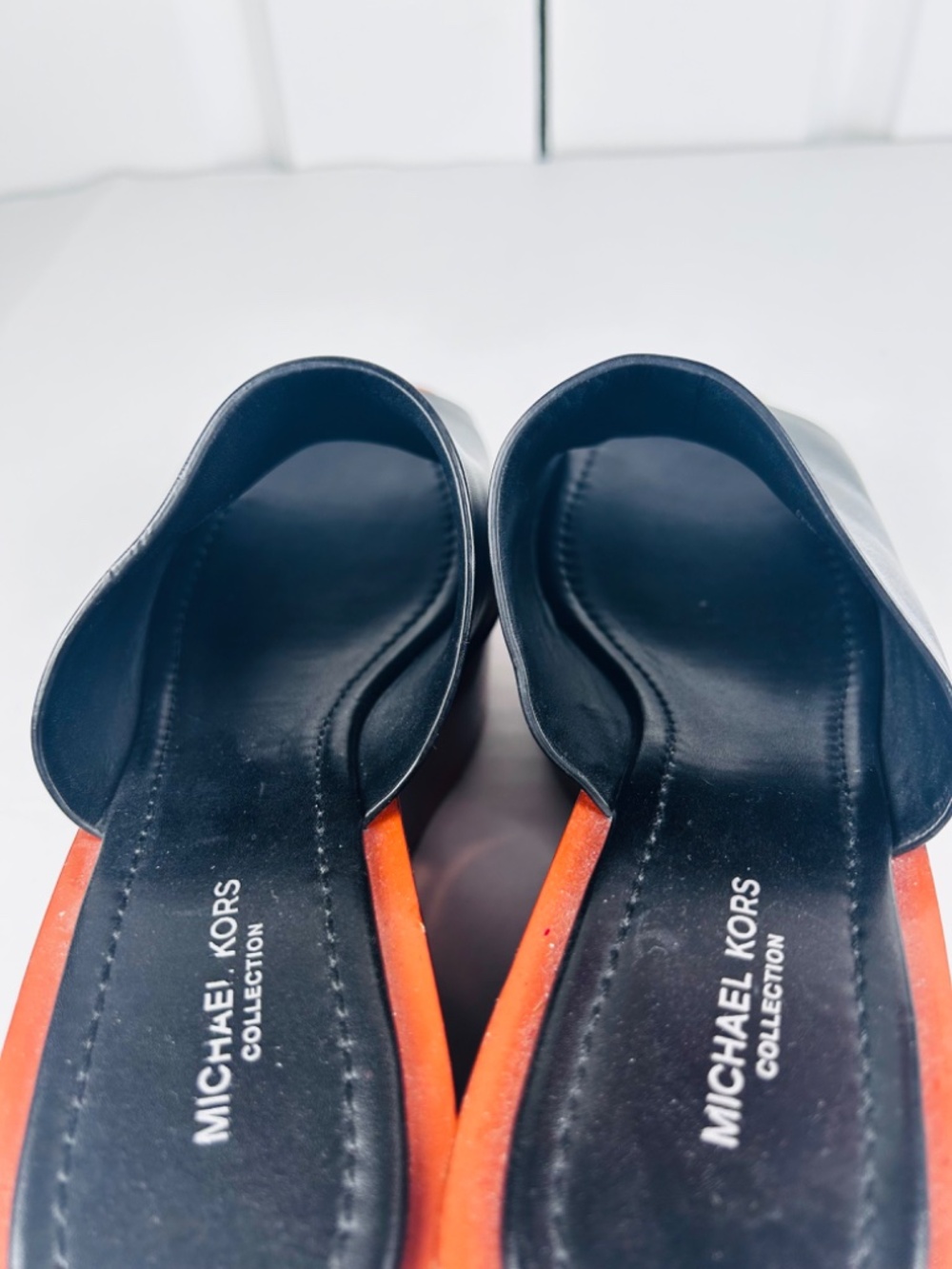 MICHAEL KORS Collection  Leather Wood Wedge Platform Mule Sandal Shoe 7.5 EUR 38 - Picture 11 of 15